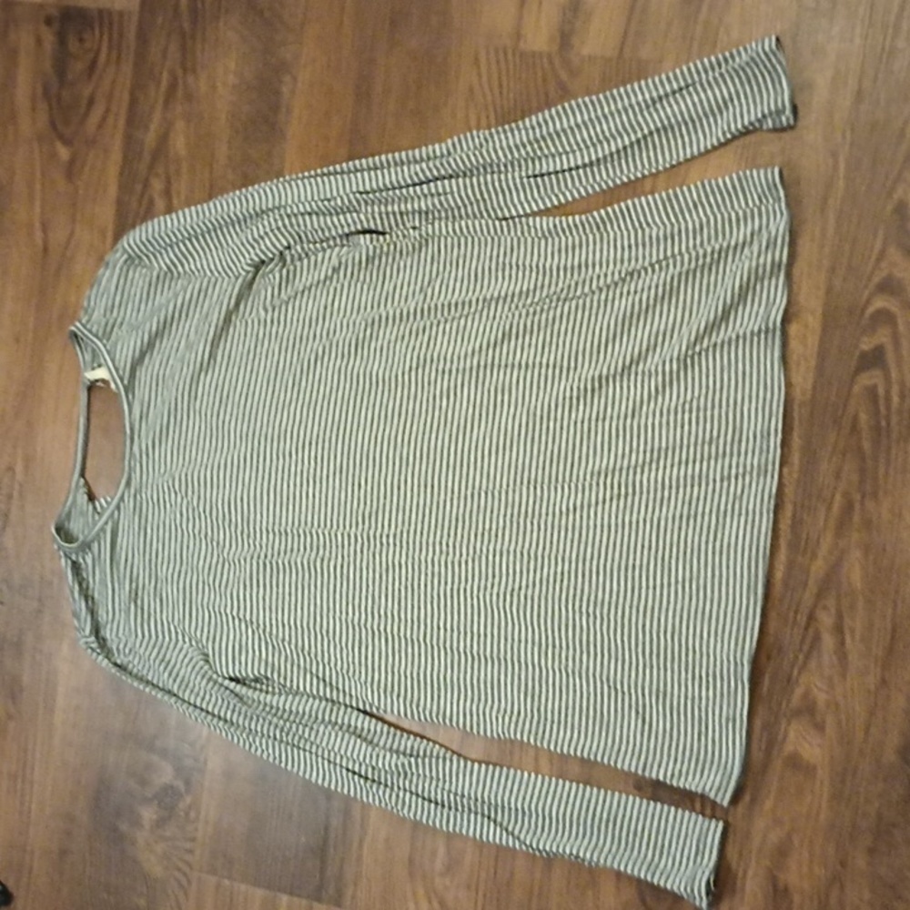 LA Relaxed Grey Stripe Long Sleeve Open Back Top UUU